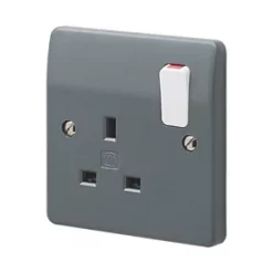 Discount ✨ MK Logic Plus 13A 1-Gang DP Switched Plug Socket Grey with White Inserts ⌛