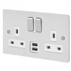 Outlet ❤️ MK Edge 13A 2-Gang DP Switched Socket + 2A 2-Outlet Type A USB Charger Polished Chrome with White Inserts 🔔 2 Outlet ❤️ MK Edge 13A 2-Gang DP Switched Socket + 2A 2-Outlet Type A USB Charger Polished Chrome with White Inserts 🔔 -Deals Sockets Store 941HX P