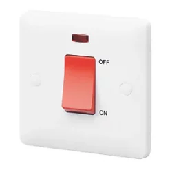 Best Pirce 🔔 MK Base 45A 1-Gang DP Control Switch White with Neon with Red Inserts 🧨