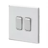 New ???? MK Aspect 10AX 2-Gang 2-Way Switch Polished Chrome with White Inserts ???? -Deals Sockets Store 957FF P